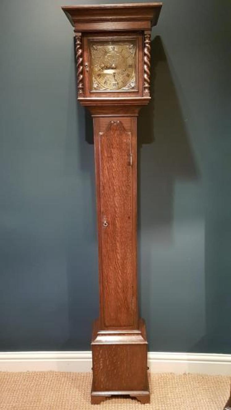 Victorian Oak Weight Driven Grandmother Clock - Image 7