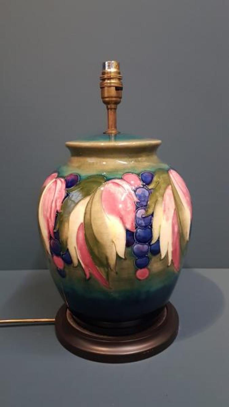 Large Early Walter Moorcroft Leaf and Berries Lamp - Image 1
