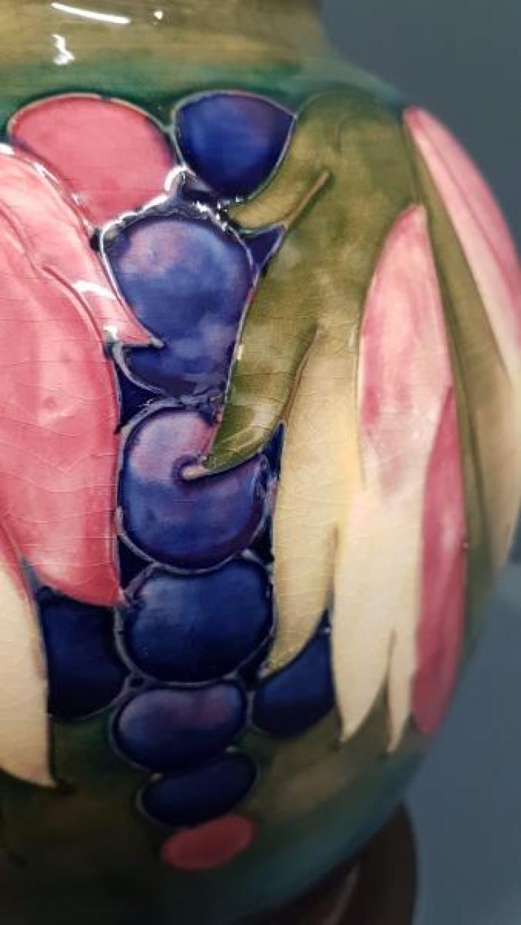 Large Early Walter Moorcroft Leaf and Berries Lamp - Image 3