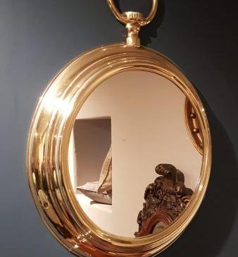 1930's Brass Framed Pocket Watch Style Mirror