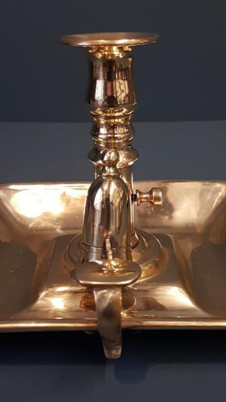 Matching Pair of Late George III Brass Chamber Sticks  - Image 3