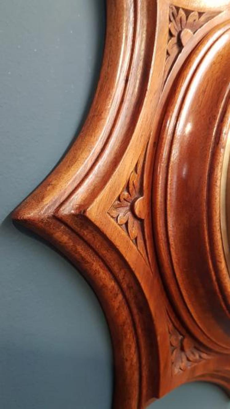 Superb Carved Walnut Starburst Barometer - Image 3