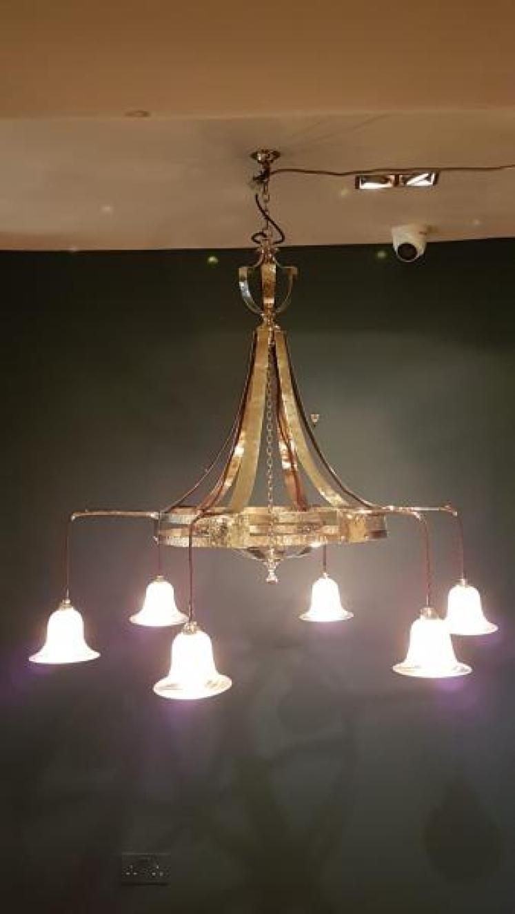 Superb Large Arts and Crafts Brass Chandelier - Image 1