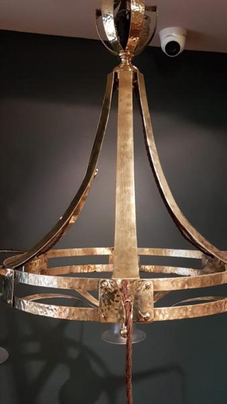 Superb Large Arts and Crafts Brass Chandelier - Image 4