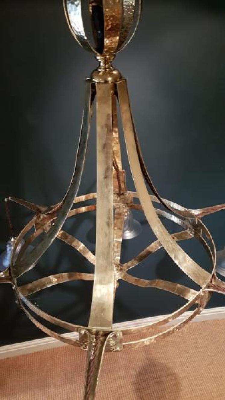 Superb Large Arts and Crafts Brass Chandelier - Image 5