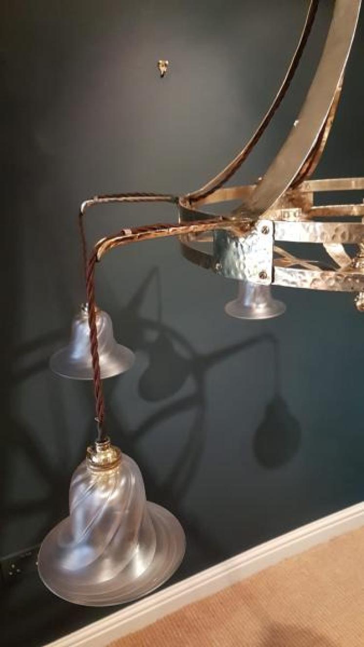 Superb Large Arts and Crafts Brass Chandelier - Image 7