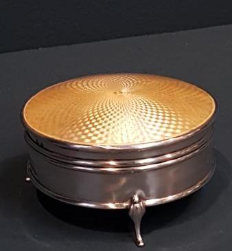 Golden Yellow Enamel and Silver Ring Box