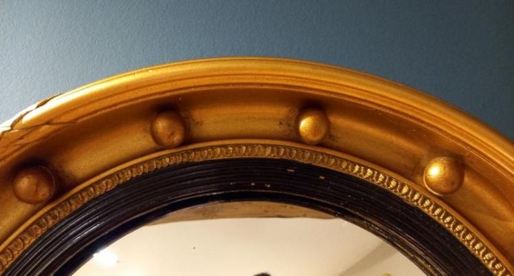 Edwardian Timber Gilt Convex Wall Mirror - Image 4