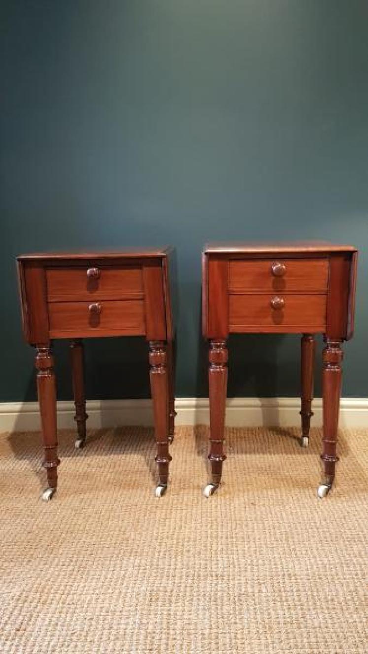 Matching Pair of Early Victorian Pembroke Bedside Cabinets - Image 1
