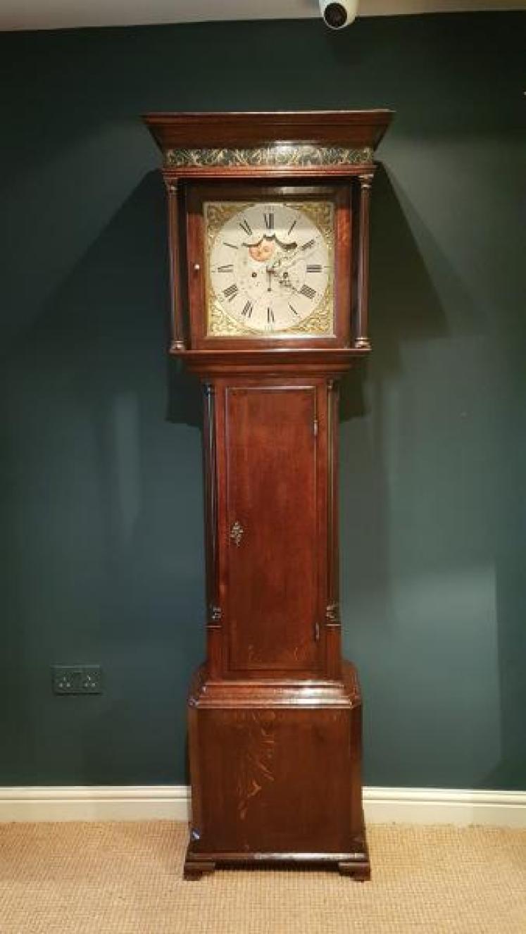 George III Oak 8 Day Moon Phases Longcase Clock - Image 1
