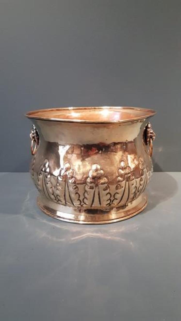Victorian Embossed Brass Planter - Image 1