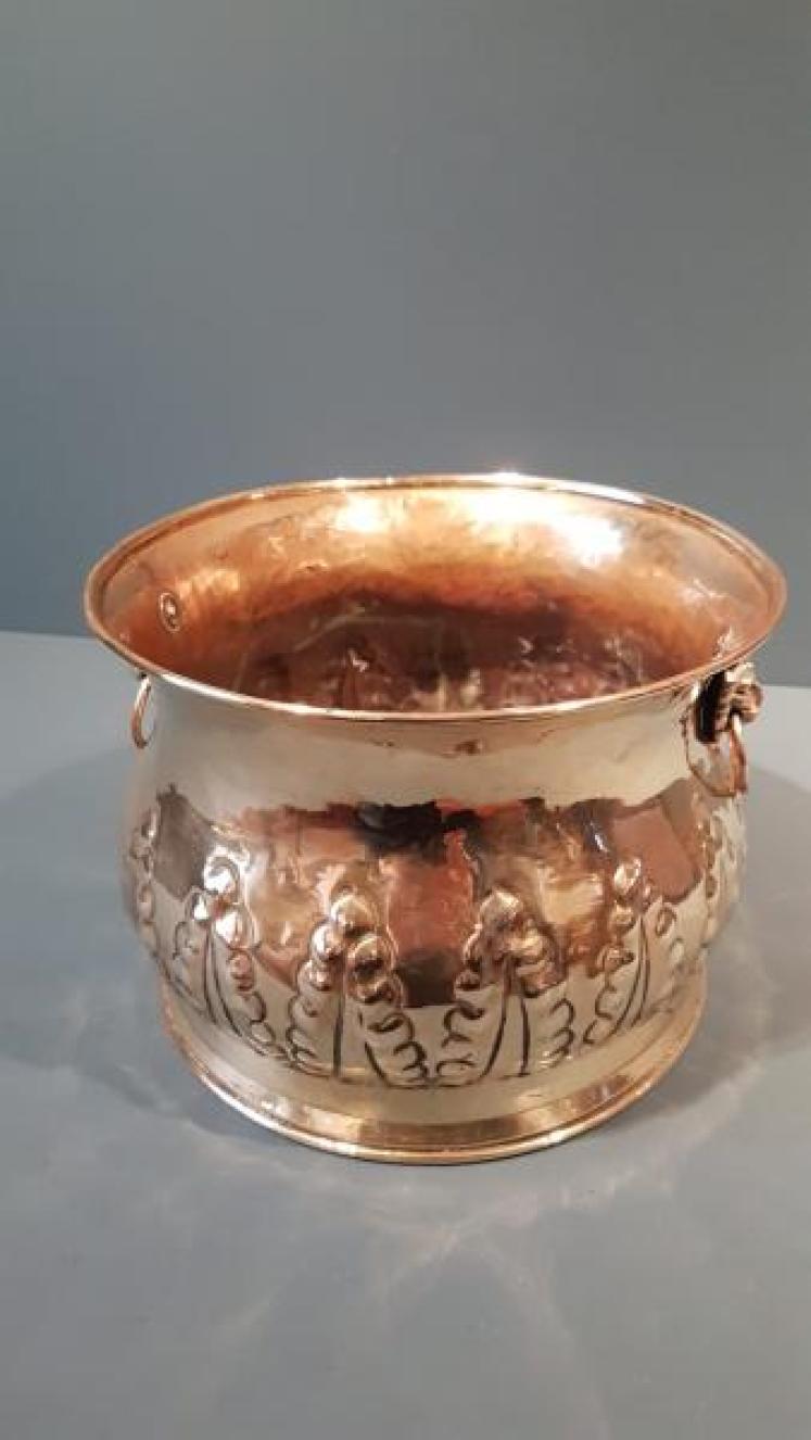 Victorian Embossed Brass Planter - Image 2