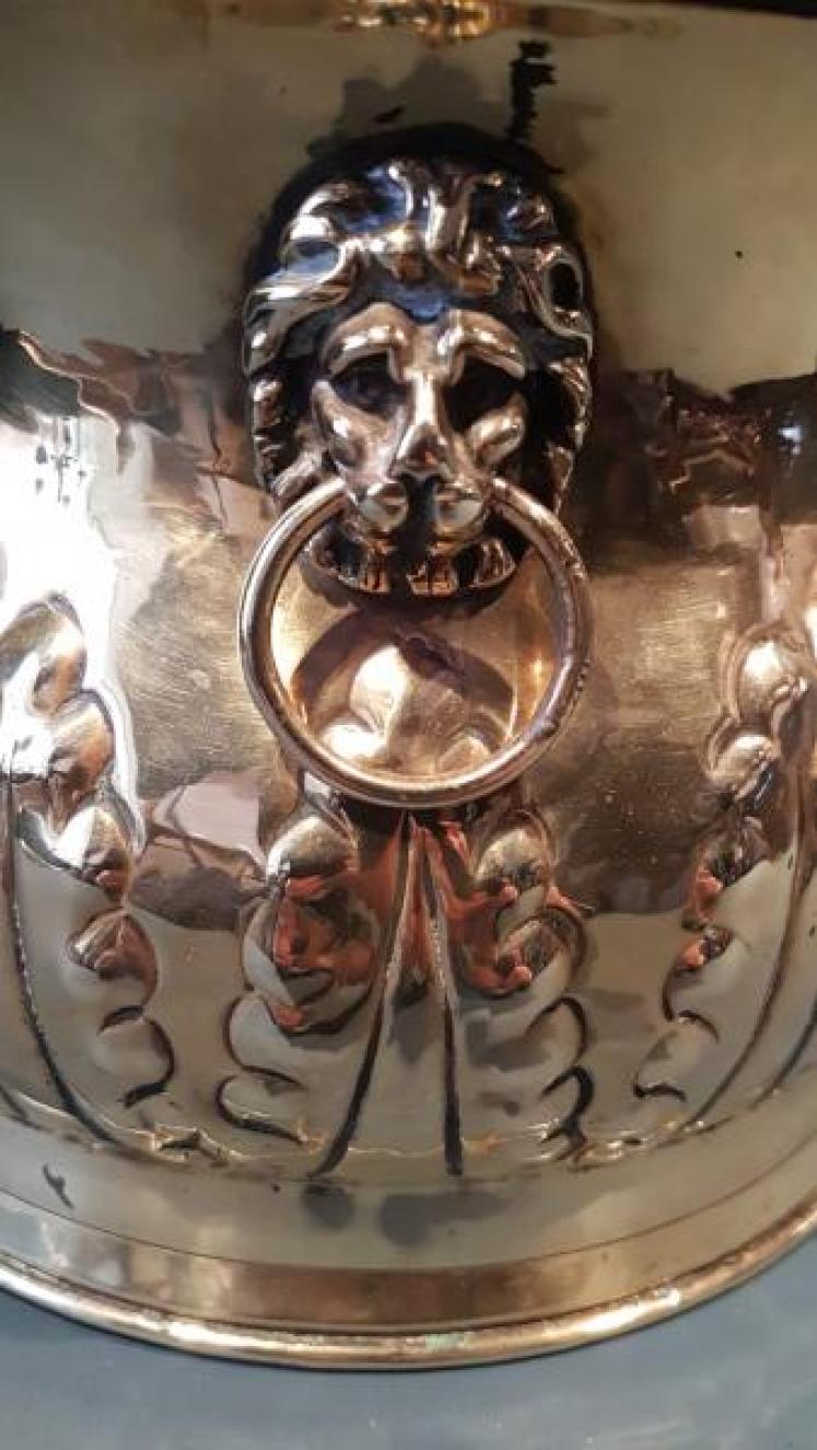 Victorian Embossed Brass Planter - Image 3