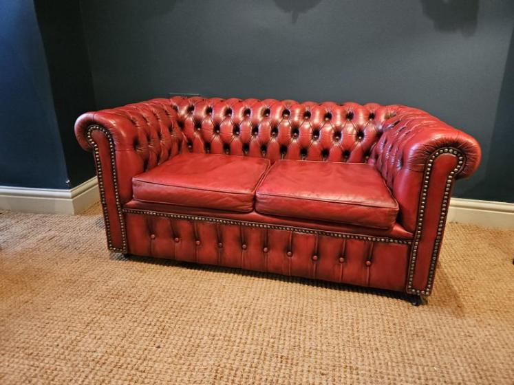 Unusual Miniature Red Leather Chesterfield Sofa - Image 1