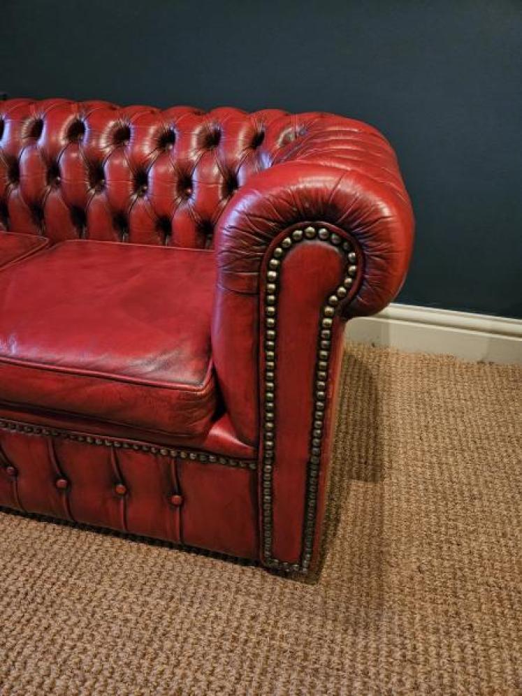Unusual Miniature Red Leather Chesterfield Sofa - Image 2
