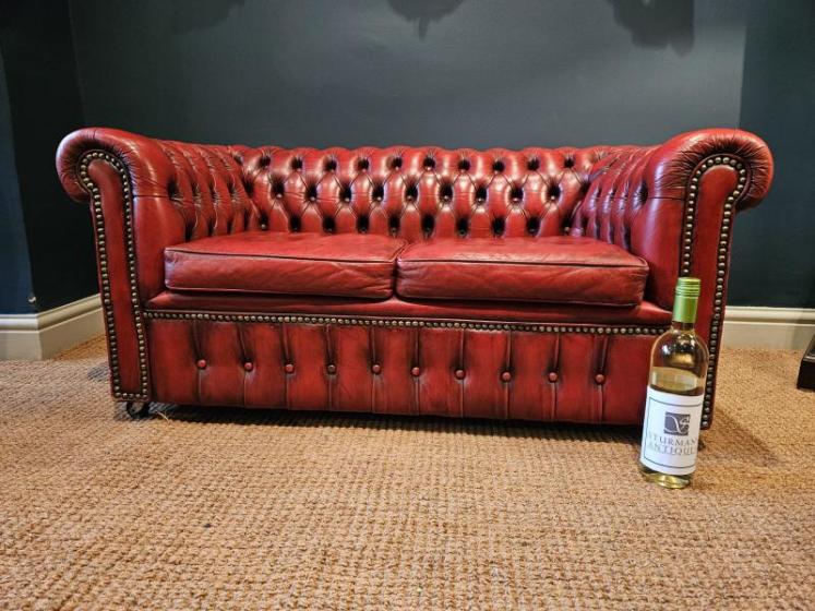 Unusual Miniature Red Leather Chesterfield Sofa - Image 6