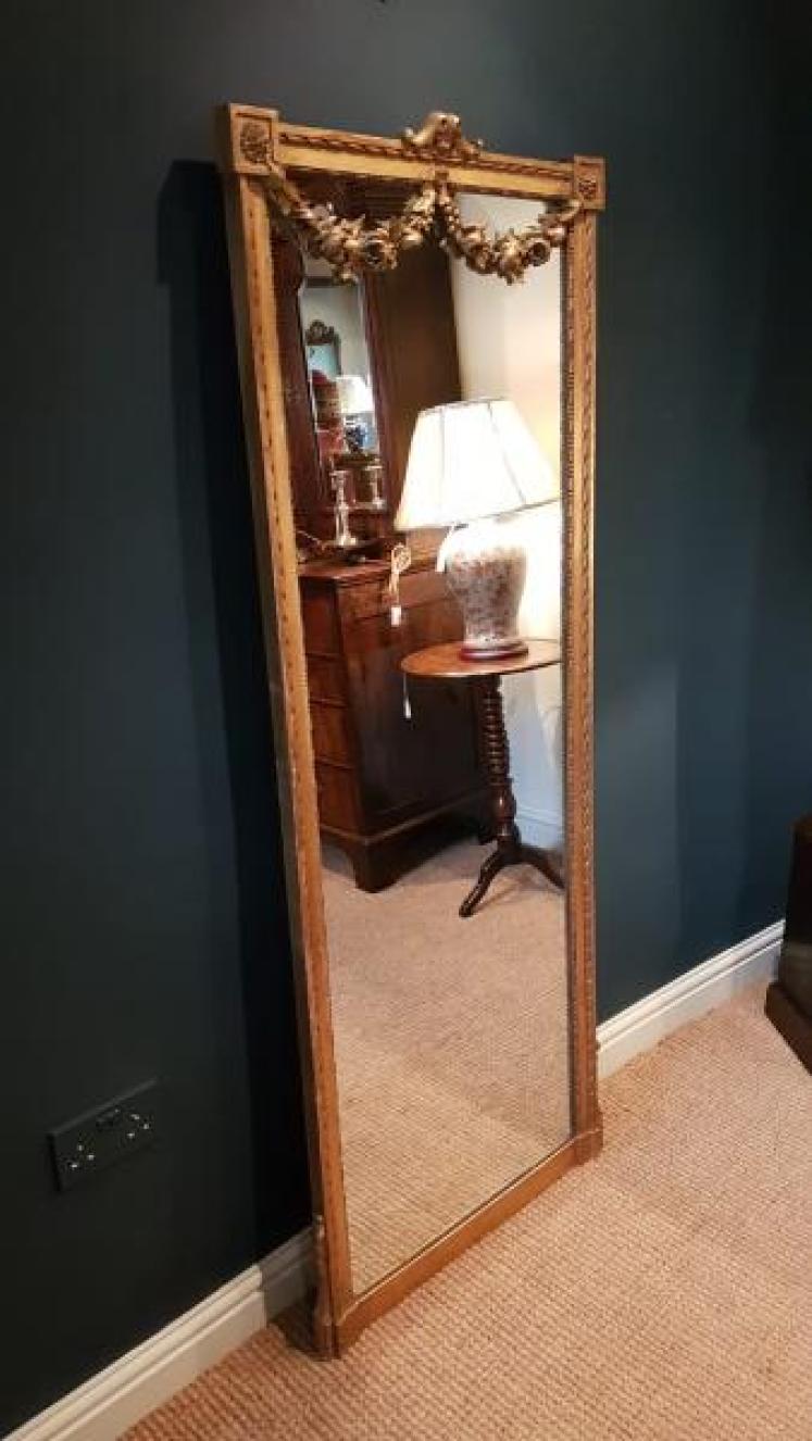 Full Length Victorian Timber Gilt Mirror - Image 6