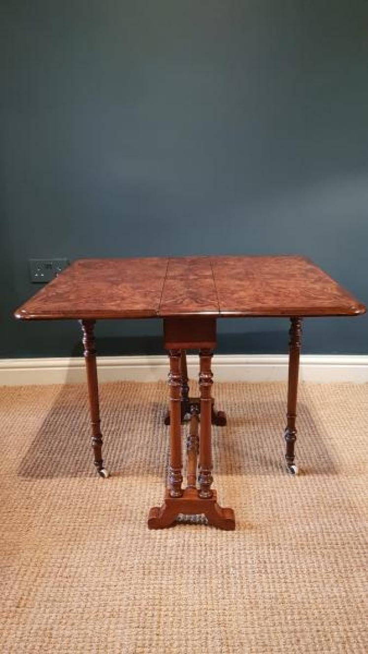 Victorian Burr Walnut Sutherland Table  - Image 2