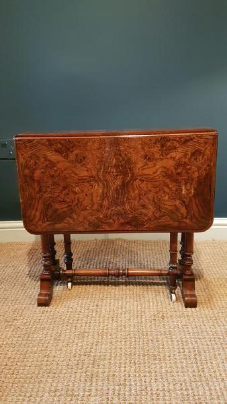 Victorian Burr Walnut Sutherland Table  - Image 7