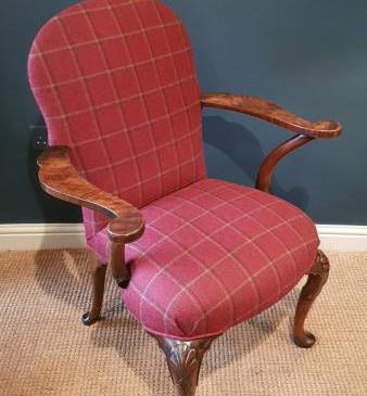 Edwardian Walnut Open Arm Chair