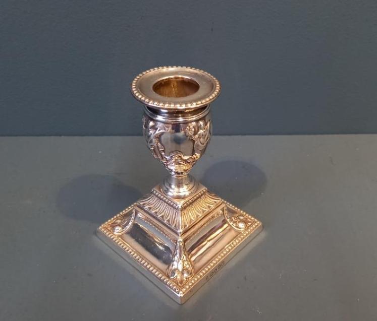 Matching Pair of Victorian Sheffield Silver Candlesticks - Image 2
