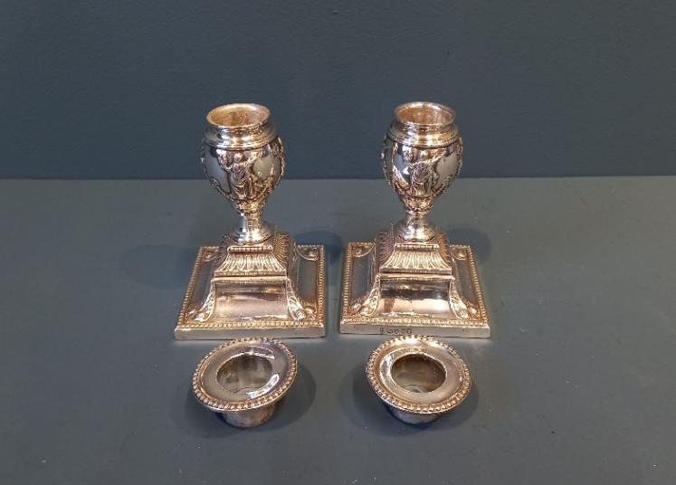 Matching Pair of Victorian Sheffield Silver Candlesticks - Image 5