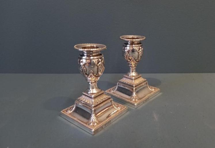 Matching Pair of Victorian Sheffield Silver Candlesticks - Image 7