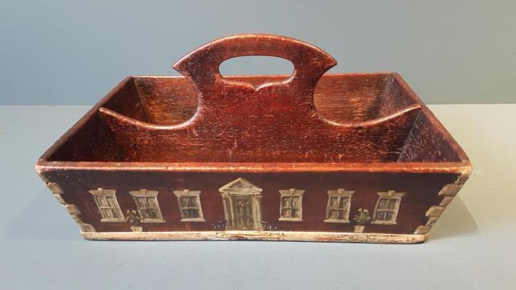 George III Oak Country House Cutlery Tray - Image 6