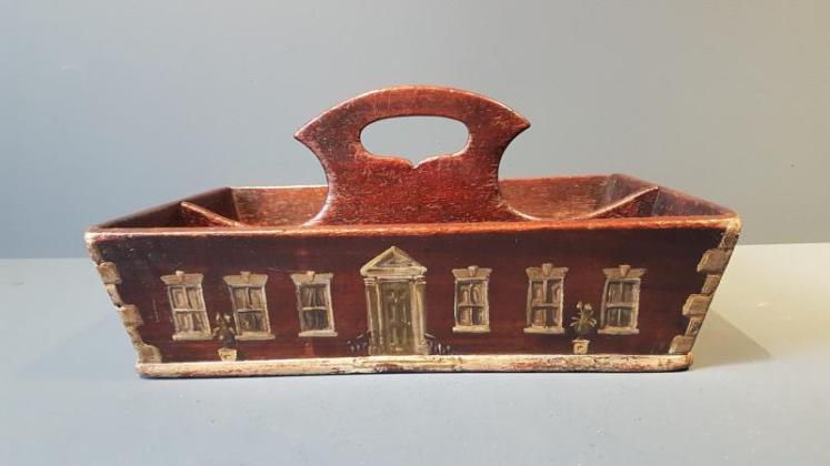 George III Oak Country House Cutlery Tray - Image 7