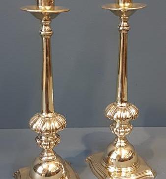 Pair William IV Cast Brass Candlesticks