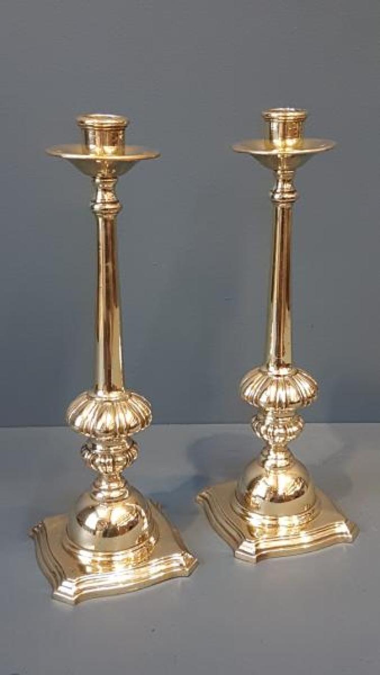 Pair William IV Cast Brass Candlesticks - Image 1