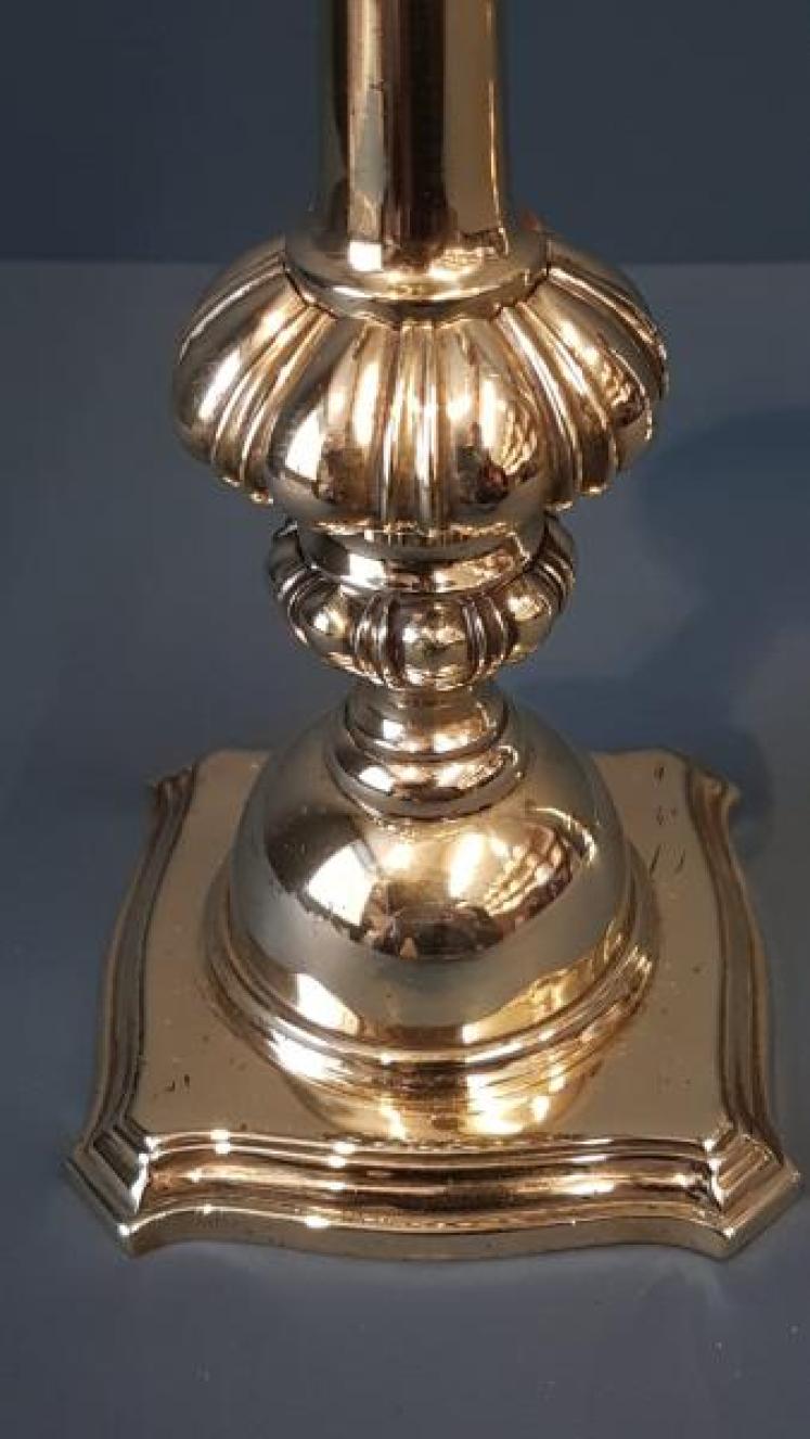 Pair William IV Cast Brass Candlesticks - Image 5