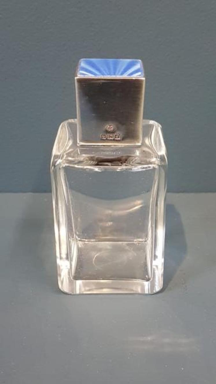 Silver and Enamel Cut Crystal Scent Bottle - Image 2