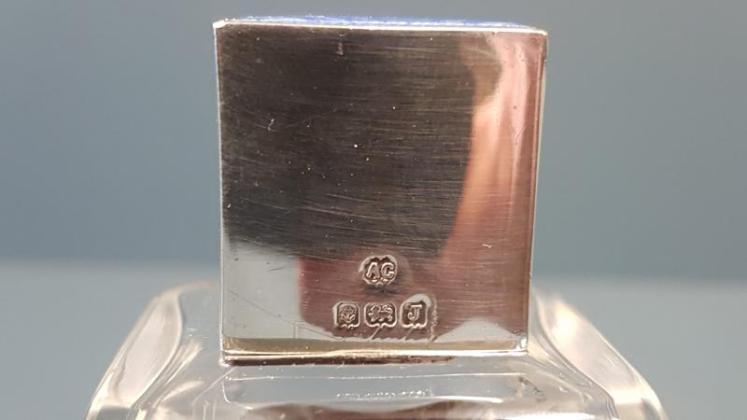 Silver and Enamel Cut Crystal Scent Bottle - Image 5