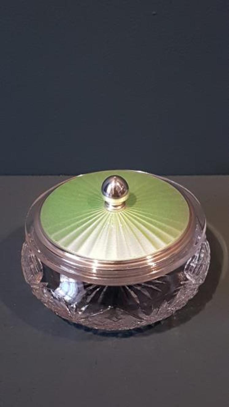 Silver and Engine Turned Enamel Table Jar - Image 5