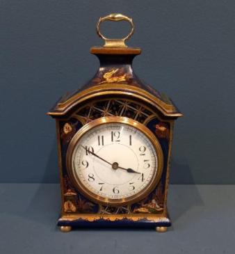 Small Edwardian Blue Chinoiserie Mantel Clock