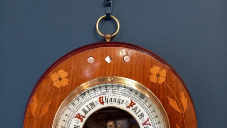 Edwardian Fruitwood Inlaid Aneroid Barometer - Image 2