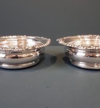 Matching Pair of Solid Silver Coasters 