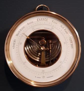 Victorian Brass Cased Marine Barometer 