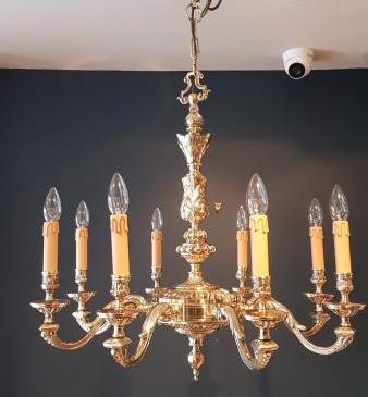 Impressive Edwardian Cast Brass Chandelier