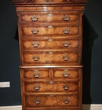 Small Waring and Gillow Walnut Tallboy Chest 
