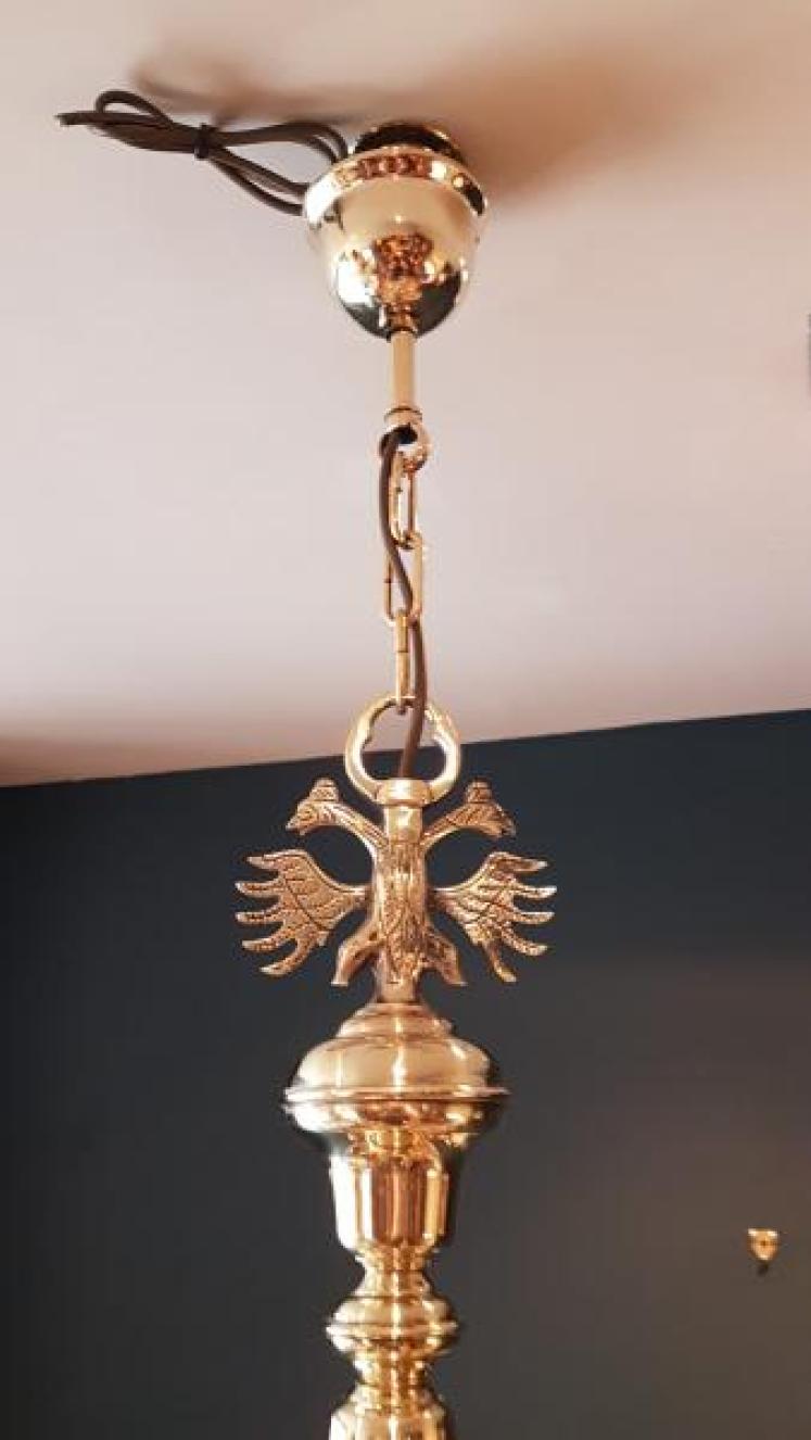 Edwardian Polished Brass Two Tier Chandelier  - Image 2