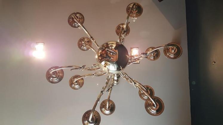 Edwardian Polished Brass Two Tier Chandelier  - Image 3
