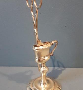 Rare George III Brass Candle Snuffers and Petal Base Stand 