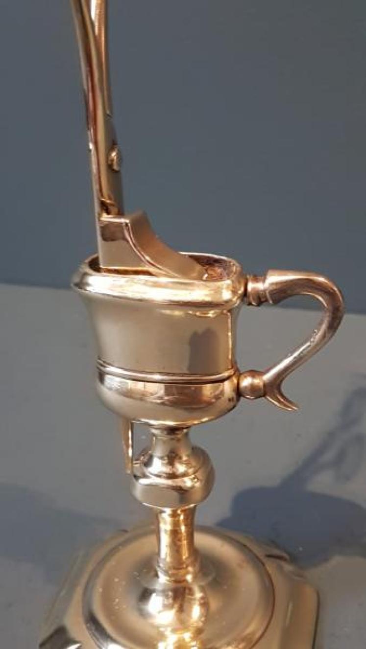 Rare George III Brass Candle Snuffers and Petal Base Stand  - Image 4