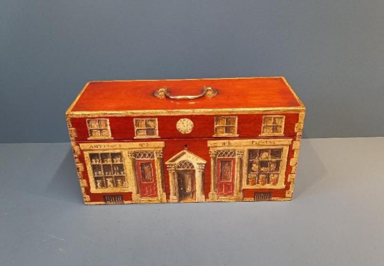 Early Victorian Mahogany Painted Campaign Box - Image 1