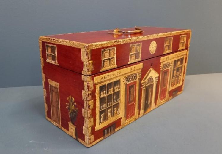Early Victorian Mahogany Painted Campaign Box - Image 4