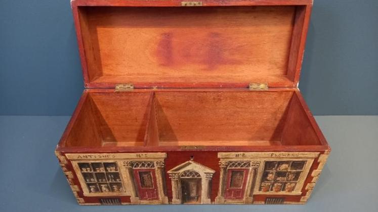 Early Victorian Mahogany Painted Campaign Box - Image 5