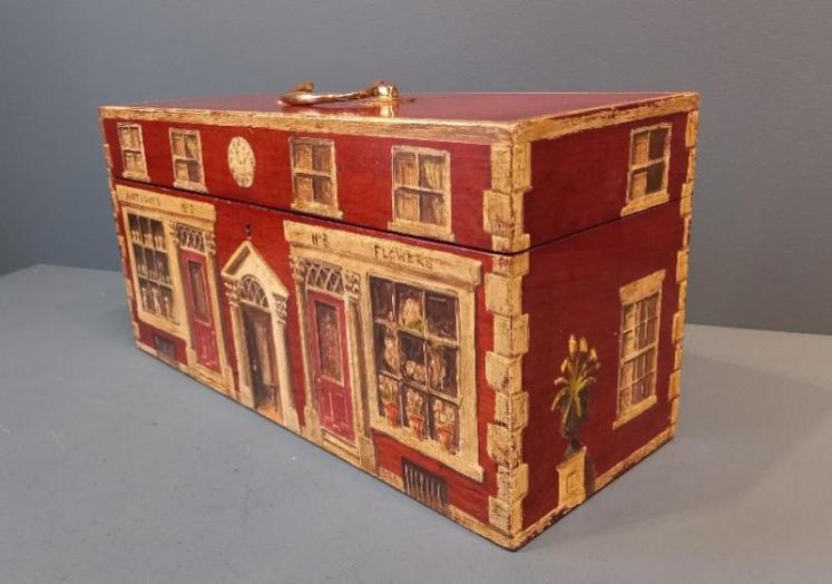 Early Victorian Mahogany Painted Campaign Box - Image 6