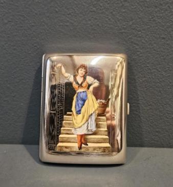Outstanding Silver and Enamel Cheroot Case